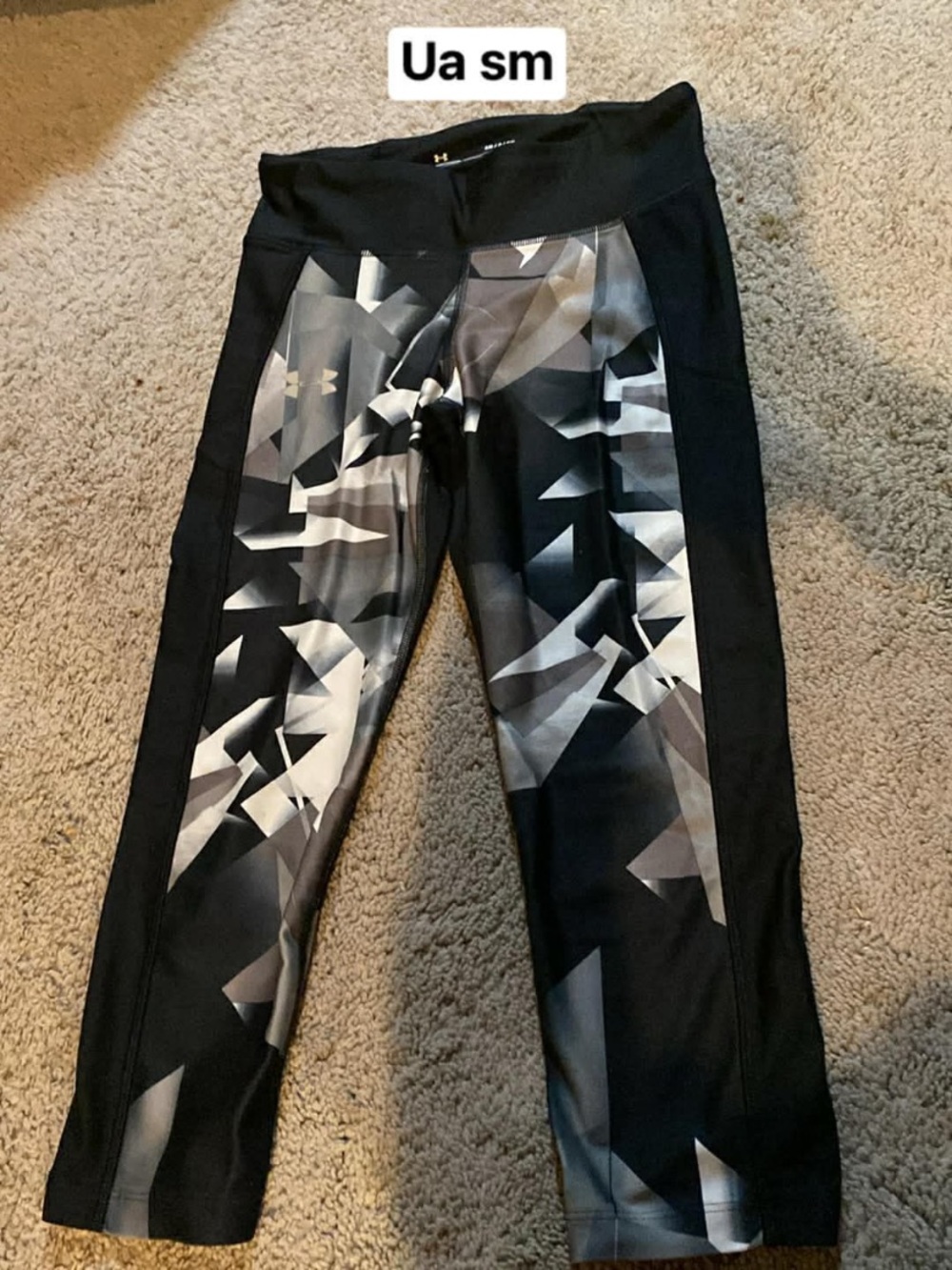 Under Armour Black and Gray Geometric Capris